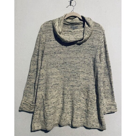 Habitat Sweater Womens Medium Winter White Cowl Neck Waffle Thermal Tunic Cozy - Picture 2 of 9